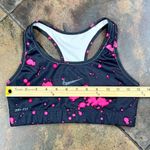Nike Dri-FIT Black Neon Pink Splatter Racerback Sports Bra Swoosh Photo 2