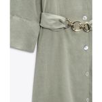 ZARA  LINEN BLEND CHAIN LINK BELT DRESS in Light Khaki Photo 2