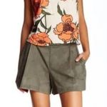 1. State  Women's High Waist Shorts Vegan Faux Suede Pleated Olive Earth Sz S Photo 1