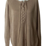 Windsor  Lace Up Brown/Tan Long Sleeve Knit Sweater NWT Photo 0