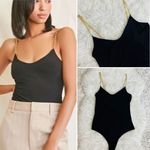 Black chain strap cami bodysuit top blouse L Size L Photo 1