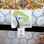 Anthropologie Fig & Flower Geometric Print Lace Back Sleeveless Button Top Small Orange Photo 4