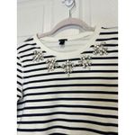 J.Crew  Women’s Jeweled Navy And White Striped Sweatshirt Glitzy Bejeweled Sz XS Photo 2