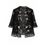 Lauren Michelle XL Black Lace Open Front Cardigan White Embroidery Photo 8