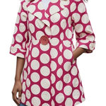 3 SISTERS Bubblegum Pink W/White Polka‎ Dot 3/4" Sleeve Button Jacket EUC Size S Photo 0