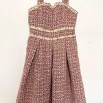 Girly pink tweed dress midi modest pearls office job event date night large? Photo 0