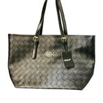 London Fog , Black Woven Tote Bag with Gold Hardware Casual Handbag Photo 1