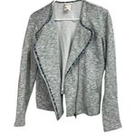 Matilda Jane  Knit Moto Blazer Jacket Size Large Heathered Grey Full Zip Fitted Photo 3