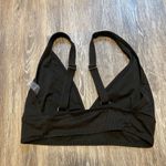 Ribbed Deep V Neck Plunge Wide Strap Black Bikini Swimsuit Top Size Medium Photo 1