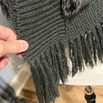 Charming Charlie Sweater Cable Knit Acrylic Faux Fur Fringe Crochet Cardigan Womens M Boho Office Photo 5