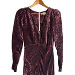 Ronny Kobo Wine Red Ruched Burnout Velvet Long Sleeve Midi Cocktail Dress 4 Photo 6