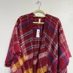 Jenni  Wine Oversized Plaid Topper Sz OS NWT Photo 2