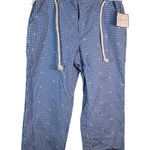Sag Harbor Blue Gingham Check Casual Capri Pants Stretch Drawstring Comfort Sz14 Photo 0
