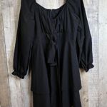ZJCT Black Baby Doll Dress with Layers & Puff Sleeves Wear On or Off Shoulders Size XL Photo 0