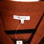 NEW Madewell Tinsel Sparkle Stripe Knit Stretch Crew Neck Pullover Sweater Brown Photo 1