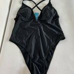Cupshe  Deep V-Wire Cross Back Cheeky One Piece Swimsuit Size Large Black Photo 0