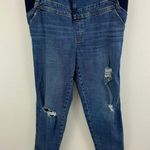 Old Navy Maternity Side-Panel OG Short Straight Leg Distressed Jean Overalls Photo 5