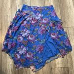 Sundance  Floral Ruffle Asymmetrical Hem Skirt Blue Pink Size PL Petite Large‎ Photo 0