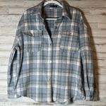 Dazy Blue Plaid Shacket Button Front Long Sleeve 100% Polyester Women's XL Photo 5