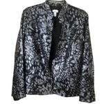Chico's Chico’s Black Silver Metallic Snake Print Snap Button Down Jacket Size Medium 2 Photo 1