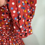 Loft Dotted V Neck Tie Waist Midi Shirt Dress Size 8 Multicolor Long Sleeve Photo 6