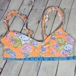 Aerie  Scoop Floral Ruffle Bikini Top Swimsuit Orange Blue Purple XL Photo 8