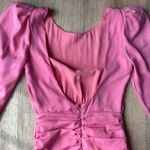 NBD  x Revolve Pink Ruched Long Sleeve Puff Shoulder Mini Dress XS Photo 4