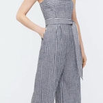 J.Crew Black White Gingham Jumpsuit Linen Photo 0