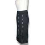 Vintage 90s Black Cable Knit Maxi Skirt Metallic Silver Studs Small Silk Angora Photo 4