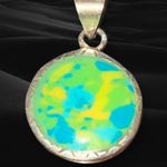 2 Sided Mayan Pendent With Bluish Green & Yellow Turquoise Inlay Blue Photo 1