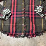 Tizzie cape cod fringe plaid tunic in red, olive green and black w/contrast cuff Photo 3