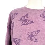 Le lis Collection Butterfly Print Purple Oversized Sweater Size Medium Photo 2
