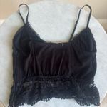 Ecote Black Lace Crop Top with Scalloped Trim Photo 1