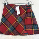 Urban Outfitters Skirt Womens Small Red Plaid Wrap Mini Buckle Academia Preppy Photo 0