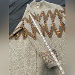 Debut  Womens M/L Open Cardigan Tribal Geometric Pattern Long Sweater Beige Brown Photo 7