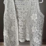 Boho VTG Ivory Lace Floral Vest S/M Open Front Sleeveless Floral Festival Top Size undefined Photo 1