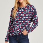 J.Crew Women’s Navy Hugs And Kisses Sweatshirt Size XL Top Preppy Graphic Shirt Photo 8