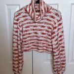 NWT Jolie Cropped Cowl Neck Sweater White and Burnt Orange Small Photo 1