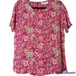 Rose + Olive medium women blouse boutique pink floral print blouse keyhole back Photo 0