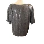 Vintage JLB 100% Silk Sequin Beaded Top Black Pink Blue Party Blouse Medium Photo 1