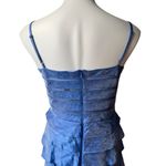 Adrianna Papell Dress Periwinkle Blue Shimmer Shutter Pleat Layered Party Dress Photo 8