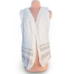 Vintage Chunky Hand Knit Wool Blend Sleeveless Cardigan Cream Neutral Winter Tan Size M Photo 1
