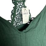 Aerie Women's S Lace Racerback Cropped Tank Top Dark Emerald Green Ribbed New Photo 1