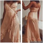 Free People  All My Love Satin Wrap Slip‎ Dress Light Sand XS Photo 1
