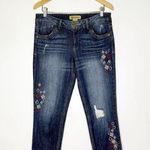 Democracy Women's Embroidered Geometric Shapes Jeans Girlfriend Size 8 Stretch Photo 0