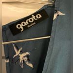 NWT Garota Blue Teal Crane Print Wide Leg Jumpsuit Medium Resortwear Open Back Photo 4