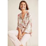 Anthropologie Frye x  Elden Floral Peasant Blouse Pink Cream XS Photo 5