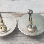 Vintage Clip On Earrings Large Light Pink Circle with Gold Tone Halo Statement Photo 3