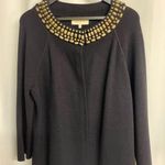 Jones New York Vintage knit open sweater with beads around collar size large Photo 0