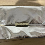 Thierry Mugler M/L Fold Over Metalic‎ Silver Clutch H Photo 0